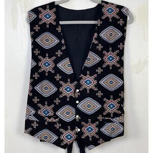 Native Aztec Southwestern Pattern 5 Button Formal Vest Mens